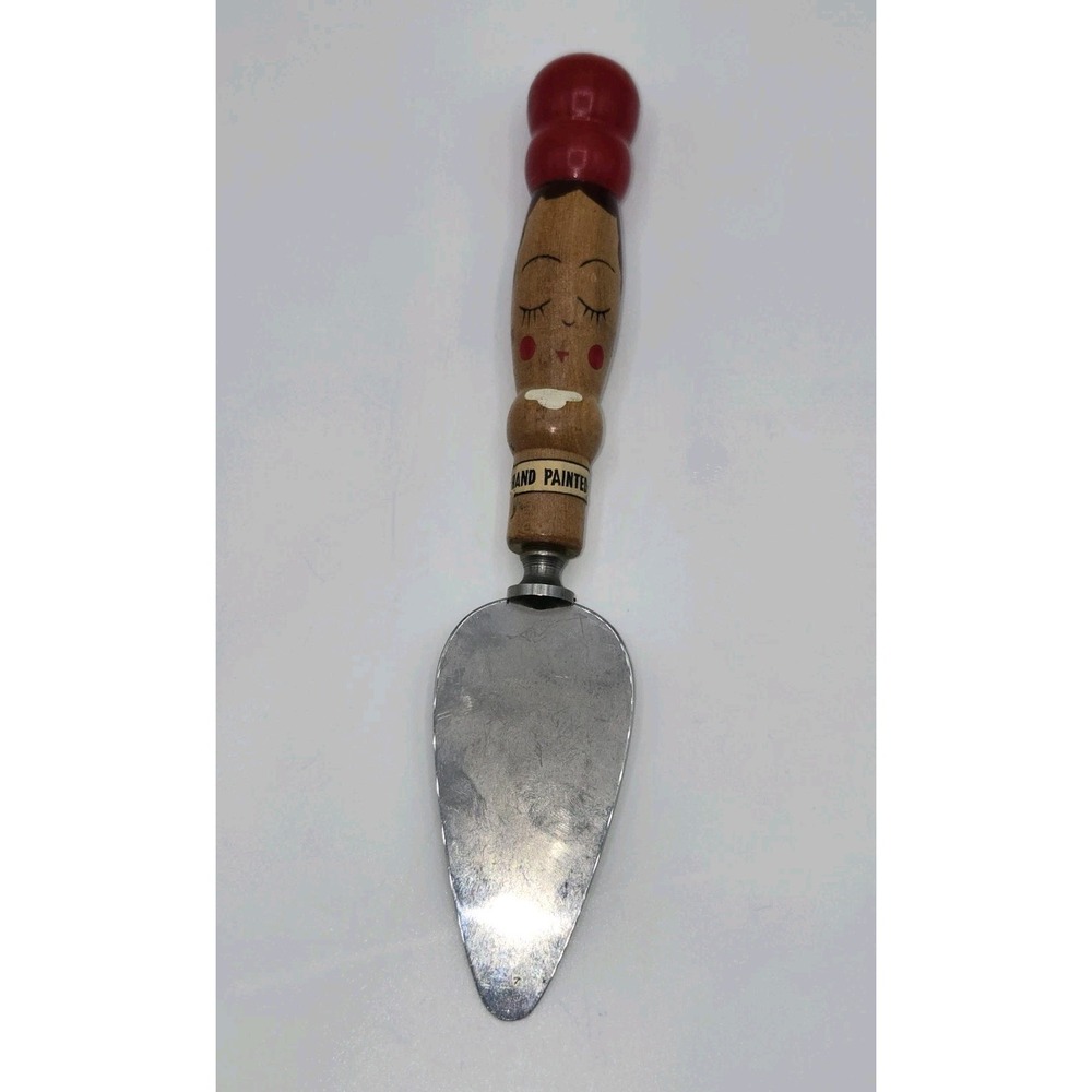 Sheffield‎ Lady England Hand Painted Wooden Cheese Knife Stainless Steel